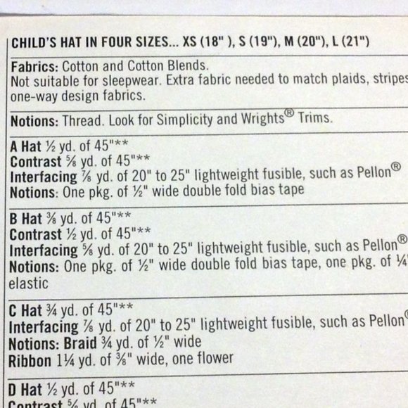 Sewing Pattern, Simplicity 1682 girls hat pattern, uncut - Picture 7 of 8